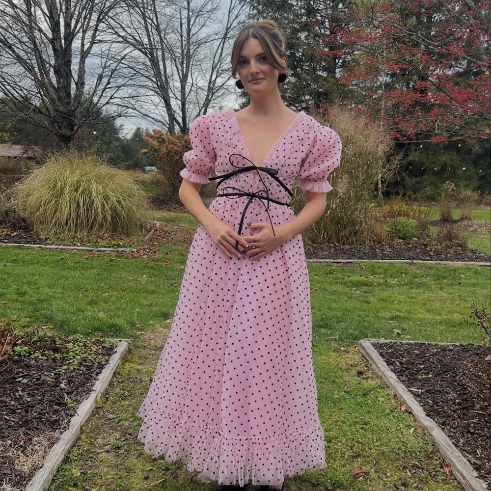 Lirika Matoshi Pink Polka Dot Dress
